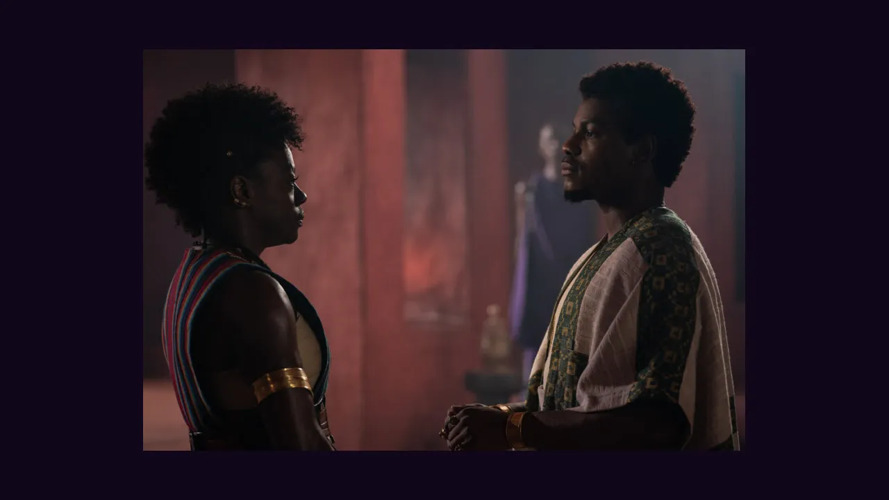 Two actors in a dramatic film scene