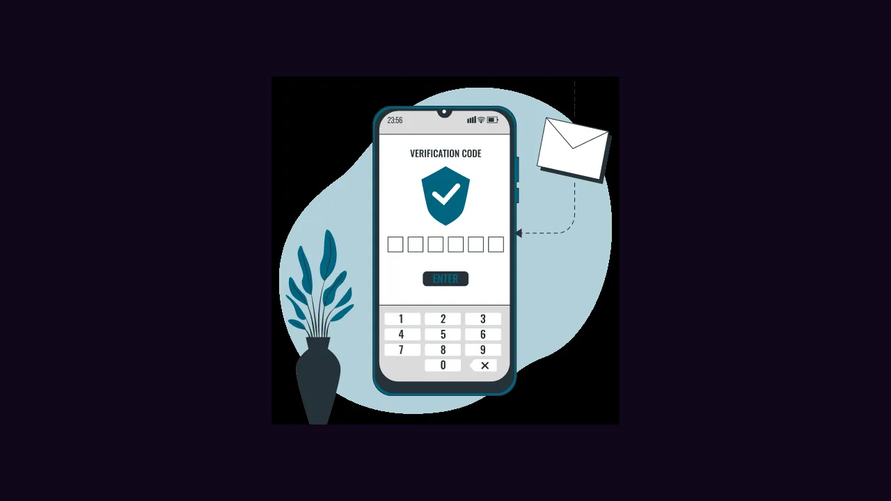 Illustration of a phone showing a one-time password screen